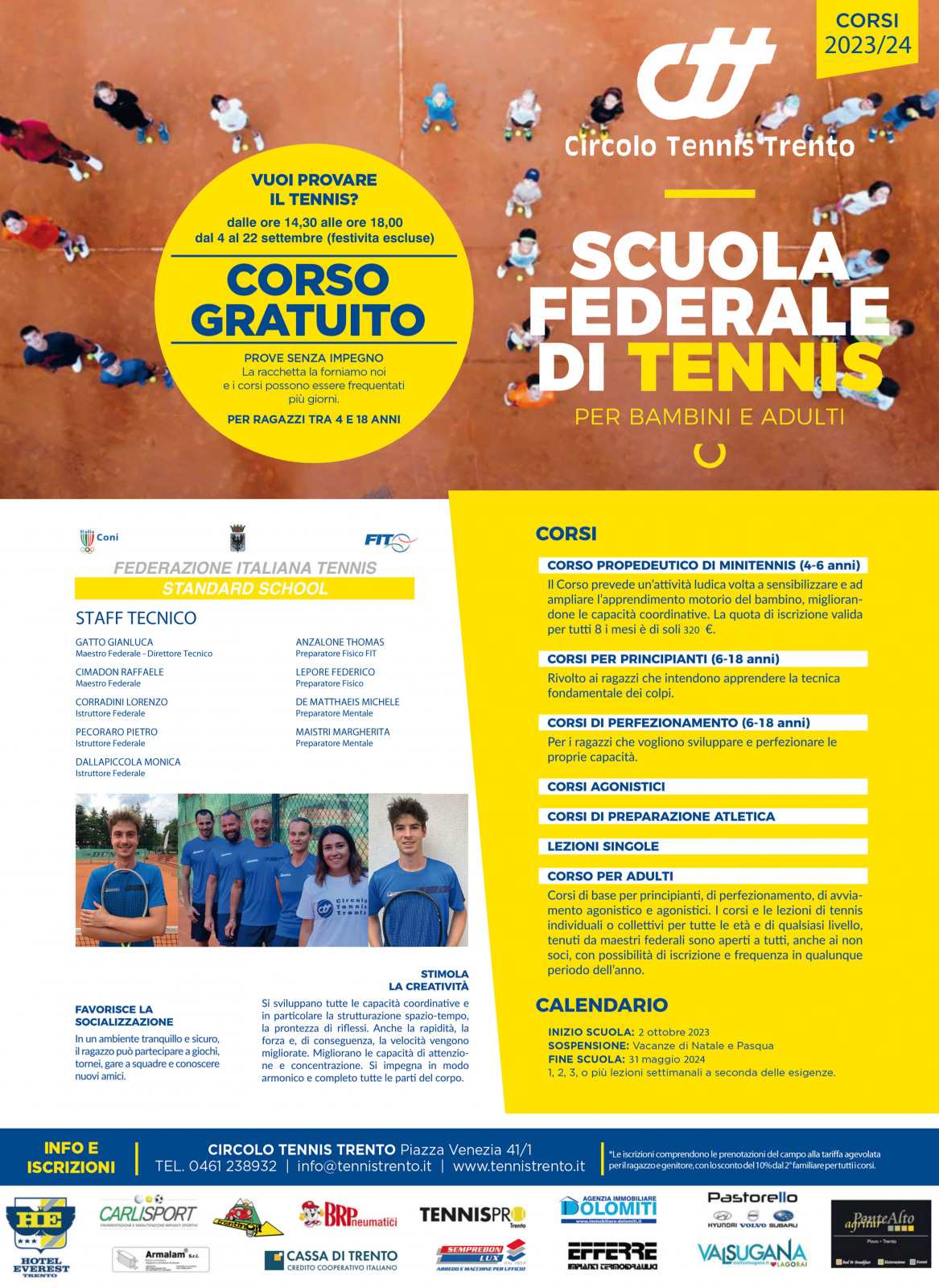 scuola e corsi tennis 2023 2024 locandina social e stampa